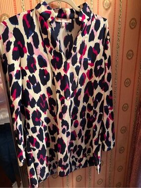 Jude Connally Navy, Fuchsia, Light Pink Animal-Print Tunic